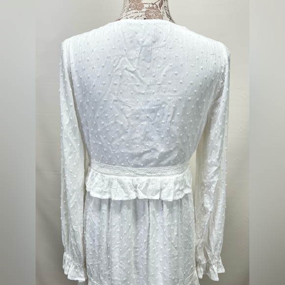 PAIGE White ODELISE raised dot ruffle hem mini dress size‎ S. - Picture 9 of 15